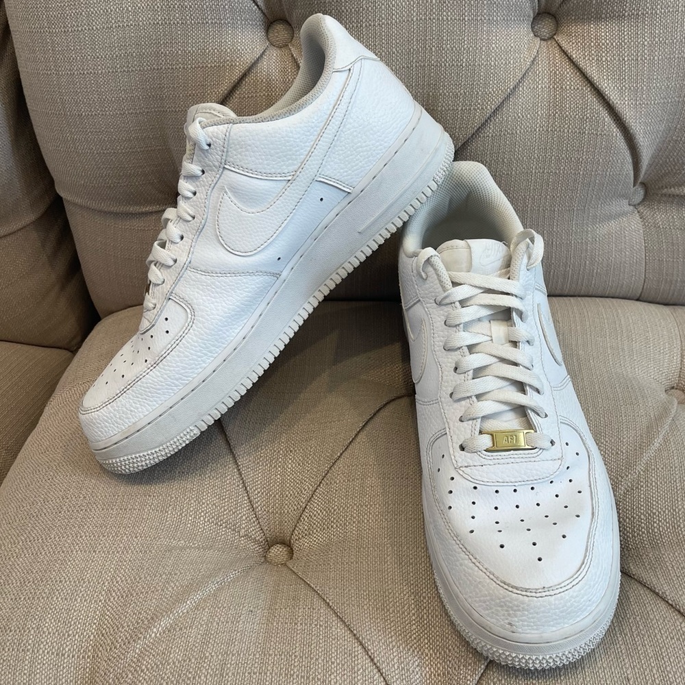 Nike Air Force 1 White Metallic Gold Shoe Strings CZ0326 101 Men’s Size 12
